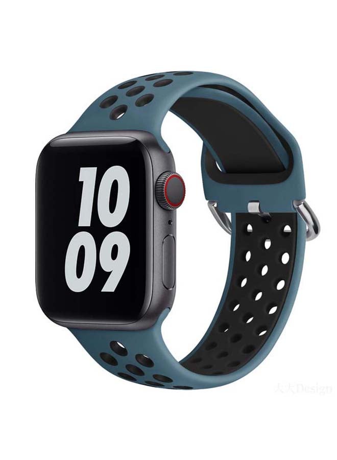 Perfii - Replacement Band For Apple Watch Series 6/SE/5/4/3/2/1 40/38mm Celestial Teal/Black - Image 1