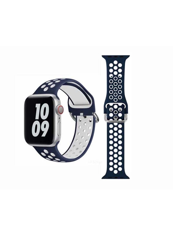 Perfii - Replacement Band For Apple Watch Series 6/SE/5/4/3/2/1 40/38mm Blue/White - Image 1