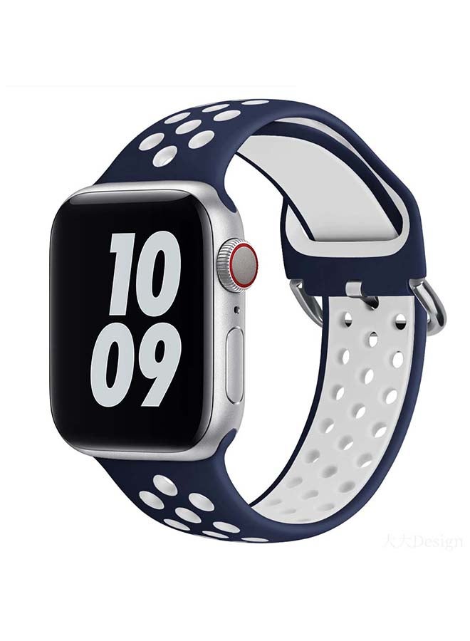 Perfii - Replacement Band For Apple Watch Series 6/SE/5/4/3/2/1 40/38mm Blue/White - Image 1