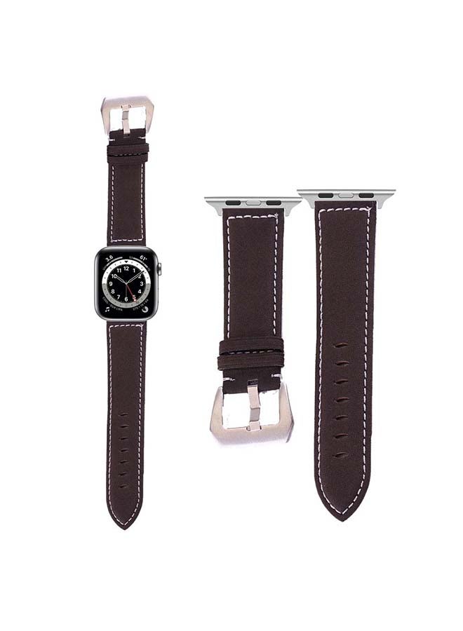 Perfii - Vintage Washed Replacement Band For Apple Watch Series 6/SE/5/4/3/2/1 Dark Brown - Image 1
