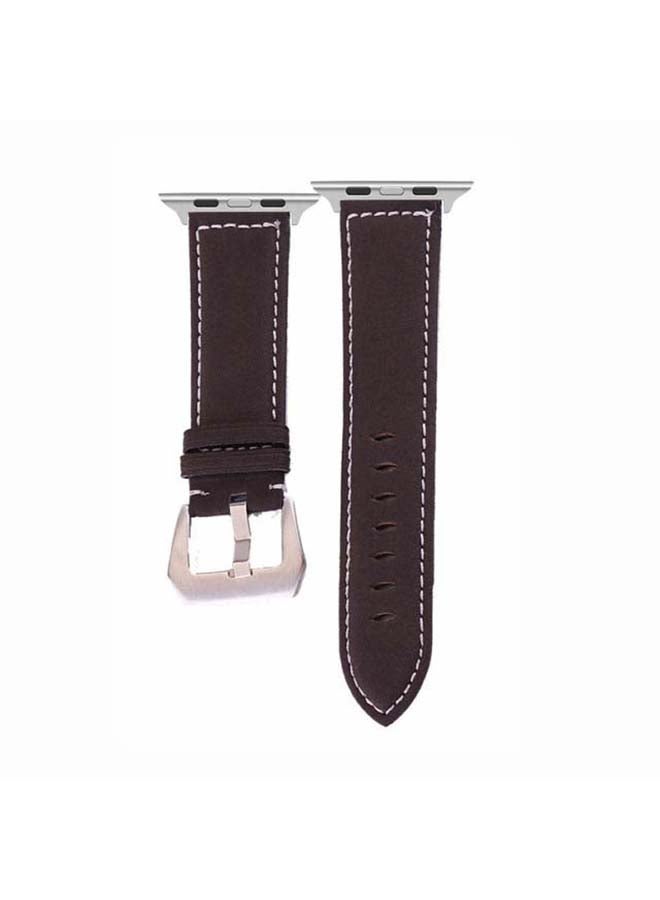 Perfii - Vintage Washed Replacement Band For Apple Watch Series 6/SE/5/4/3/2/1 Dark Brown - Image 1