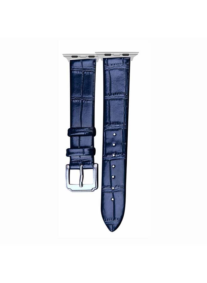 Perfii Croc Pattern Replacement Band For Apple Watch Series 6/SE/5/4/3/2/1 Dark Blue - Image 2