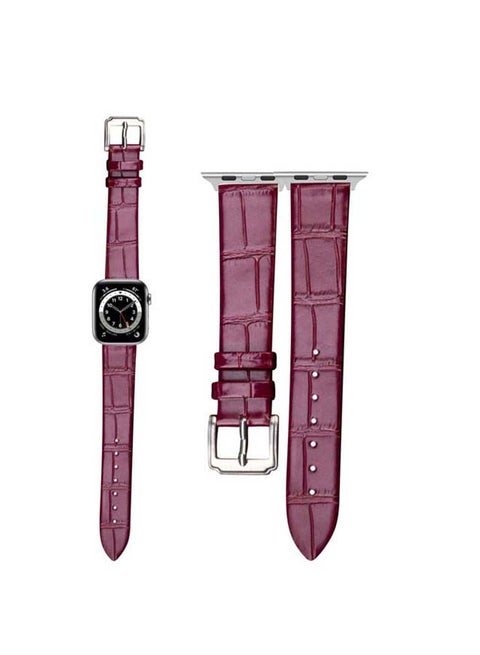 Croc Pattern Replacement Band For Apple Watch Series 6/SE/5/4/3/2/1 Burgundy