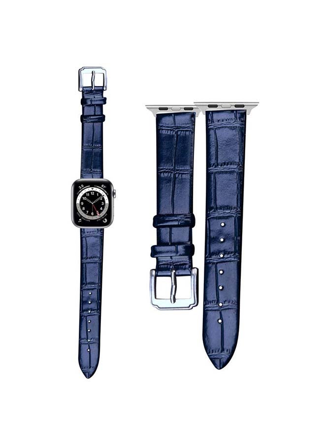 Perfii Croc Pattern Replacement Band For Apple Watch Series 6/SE/5/4/3/2/1 Dark Blue - Image 1