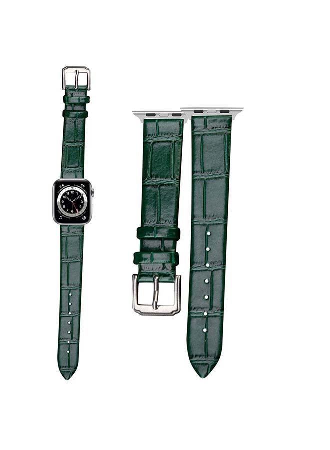 Perfii - Croc Pattern Replacement Band For Apple Watch Series 6/SE/5/4/3/2/1 Green - Image 1