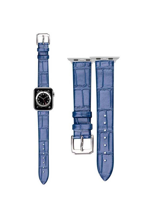 Perfii - Croc Pattern Replacement Band For Apple Watch Series 6/SE/5/4/3/2/1 Royal Blue - Image 1