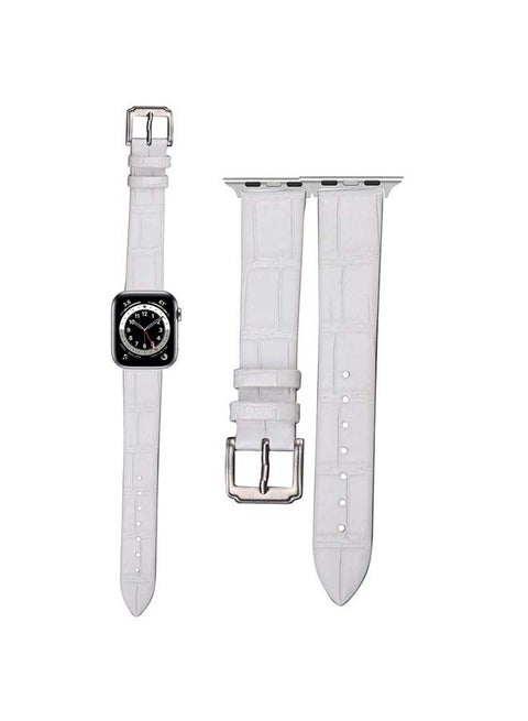 Croc Pattern Replacement Band For Apple Watch Series 6/SE/5/4/3/2/1 White