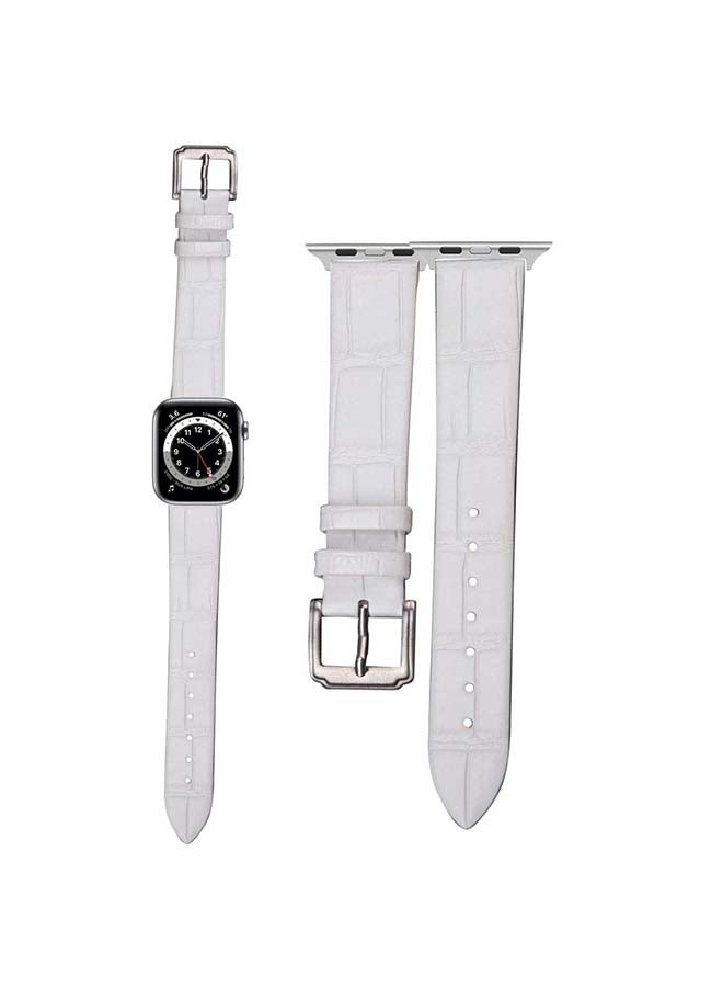 Perfii - Croc Pattern Replacement Band For Apple Watch Series 6/SE/5/4/3/2/1 White - Image 1