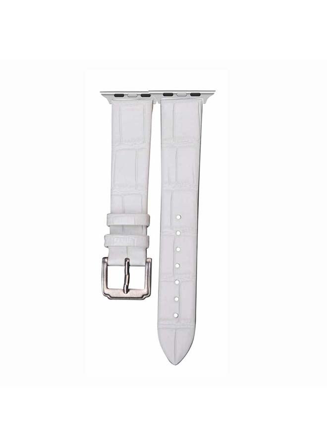 Perfii - Croc Pattern Replacement Band For Apple Watch Series 6/SE/5/4/3/2/1 White - Image 1
