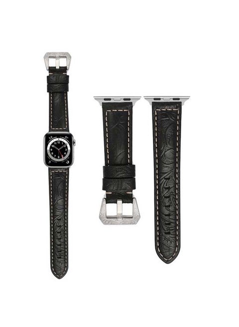 Engraved Tattoo Replacement Band For Apple Watch Series 6/SE/5/4/3/2/1 Black