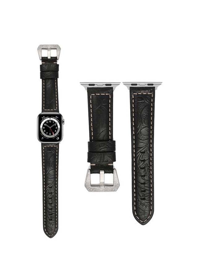Perfii - Engraved Tattoo Replacement Band For Apple Watch Series 6/SE/5/4/3/2/1 Black - Image 1