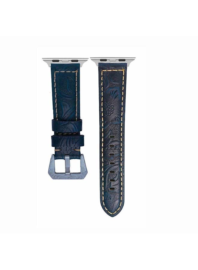 Engraved Tattoo Replacement Band For Apple Watch Series 6/SE/5/4/3/2/1 Dark Blue