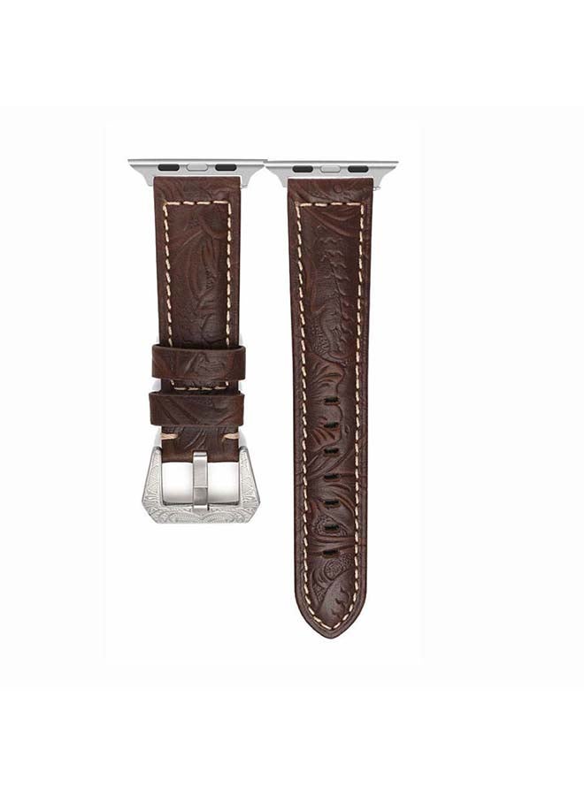 Engraved Tattoo Replacement Band For Apple Watch Series 6/SE/5/4/3/2/1 Dark Brown