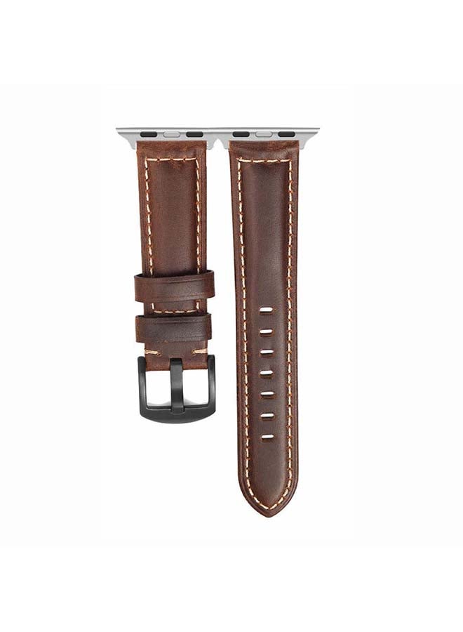 Perfii - Retro Wax Replacement Band For Apple Watch Series 6/SE/5/4/3/2/1 Dark Brown - Image 1