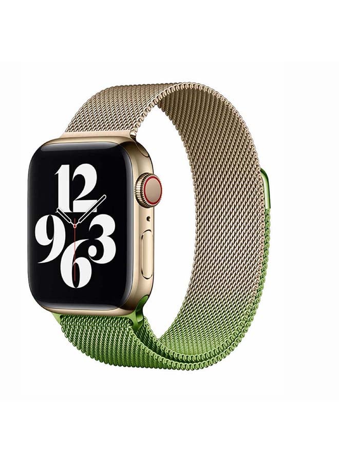 Perfii Gradient Milanese Replacement Band For Apple Watch Series 6/SE/5/4/3/2/1 Green/Rose Gold  - Image 2