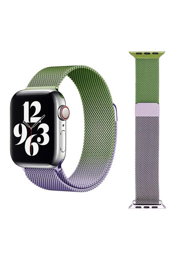 Perfii - Gradient Milanese Replacement Band For Apple Watch Series 6/SE/5/4/3/2/1 Purple/Green - Image 1