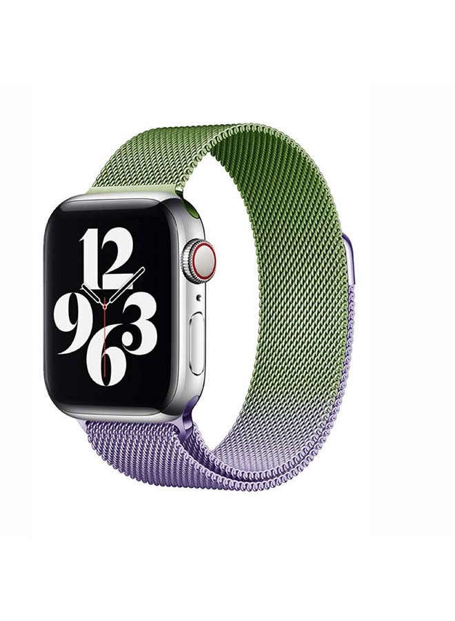 Perfii - Gradient Milanese Replacement Band For Apple Watch Series 6/SE/5/4/3/2/1 Purple/Green - Image 1