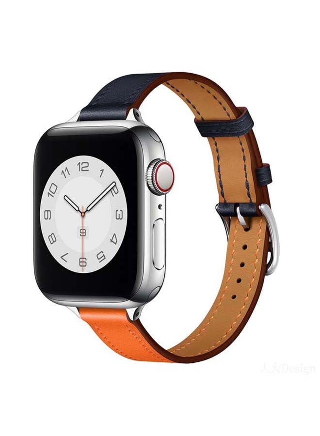 Perfii - Slim Replacement Band For Apple Watch Series 6/SE/5/4/3/2/1 Orange/Indigo - Image 1