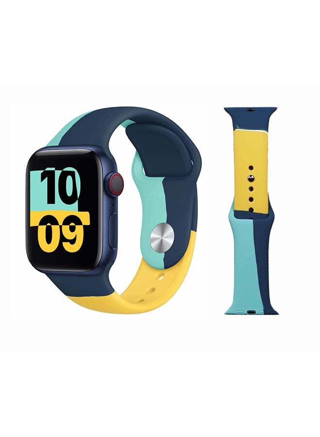 Perfii Trico Replacement Band For Apple Watch Series 6/SE/5/4/3/2/1 Blue/Yellow - Image 1