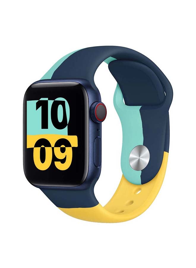 Perfii Trico Replacement Band For Apple Watch Series 6/SE/5/4/3/2/1 Blue/Yellow - Image 2