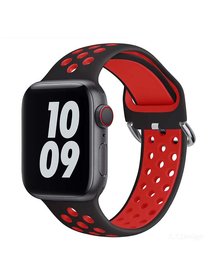 Perfii Replacement Band For Apple Watch Series 6/SE/5/4/3/2/1 Black/Red - Image 2