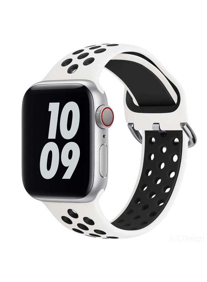 Perfii Replacement Band For Apple Watch Series 6/SE/5/4/3/2/1 White/Black  - Image 2