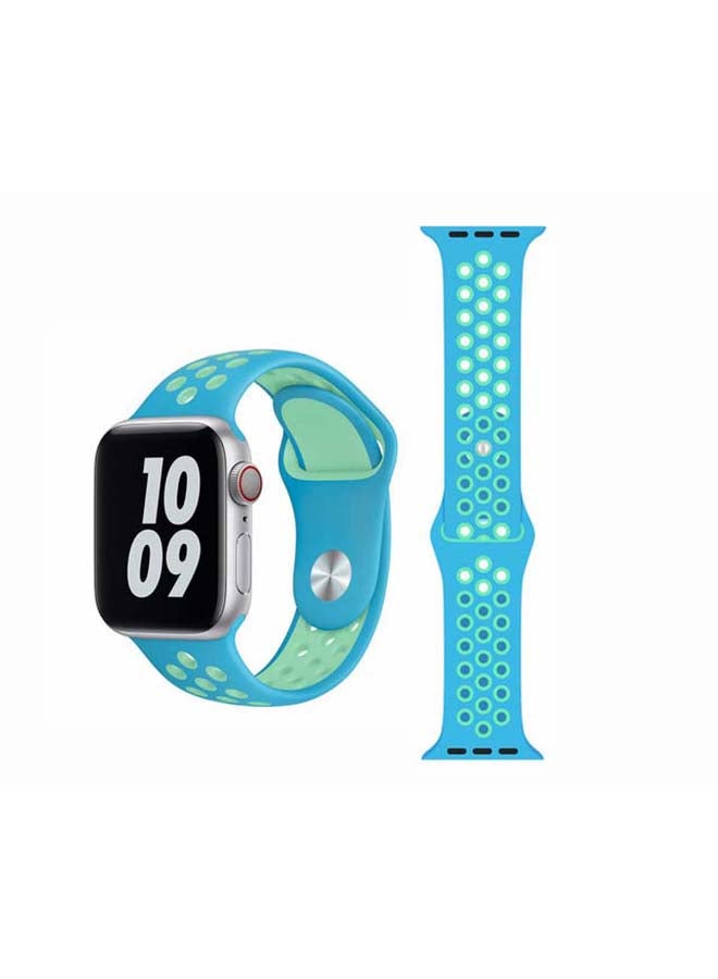 Perfii Replacement Band For Apple Watch Series 6/SE/5/4/3/2/1 Chlorine Blue/Green Glow - Image 1