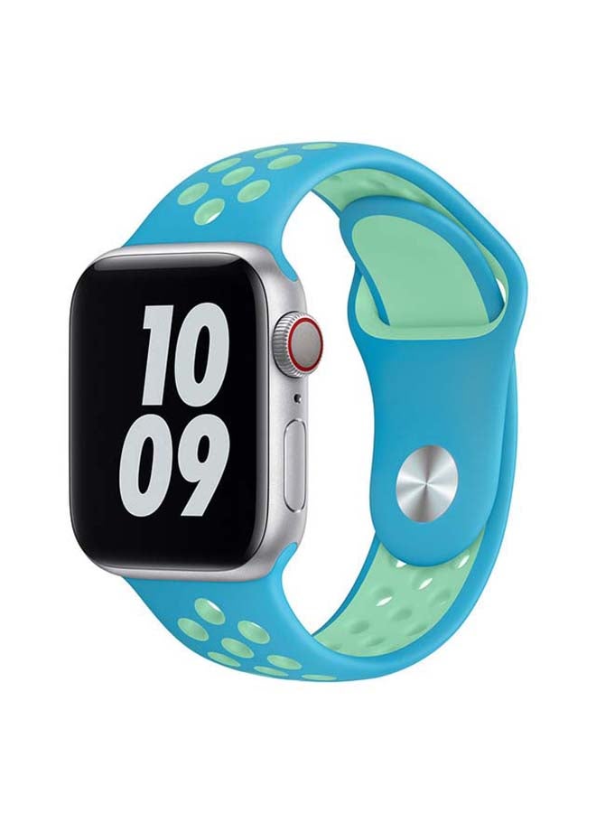 Perfii Replacement Band For Apple Watch Series 6/SE/5/4/3/2/1 Chlorine Blue/Green Glow - Image 2