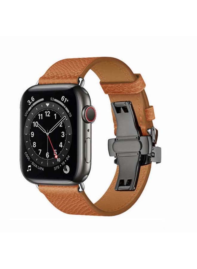Perfii - Replacement Band For Apple Watch Series 6/SE/5/4/3/2/1 Brown Lines - Image 1