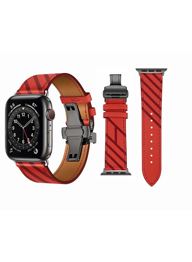 Perfii - Replacement Band For Apple Watch Series 6/SE/5/4/3/2/1 Red Plum - Image 1