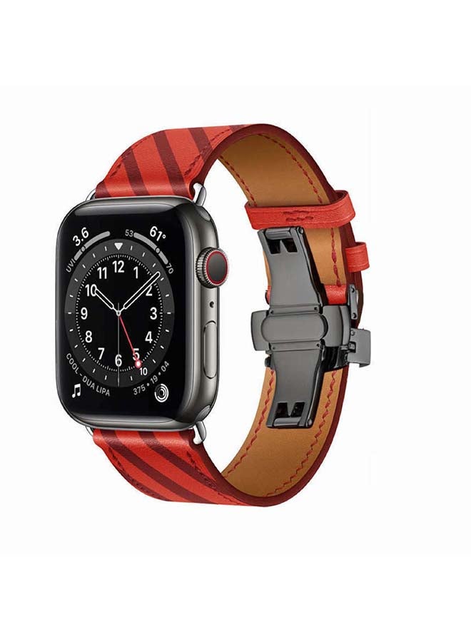 Perfii - Replacement Band For Apple Watch Series 6/SE/5/4/3/2/1 Red Plum - Image 1