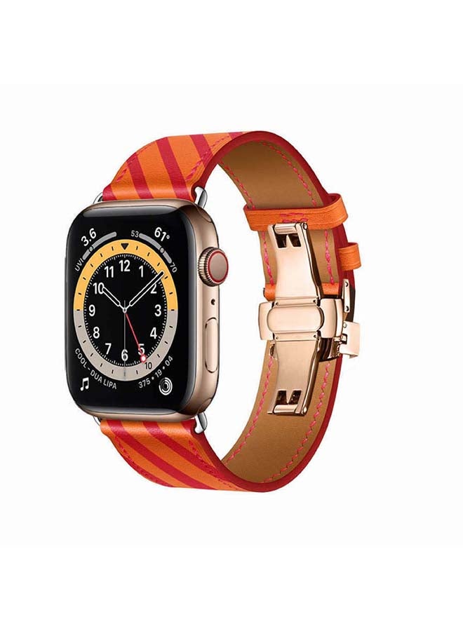 Perfii - Replacement Band For Apple Watch Series 6/SE/5/4/3/2/1 Orange/Rose Red - Image 1
