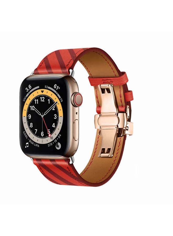 Perfii - Replacement Band For Apple Watch Series 6/SE/5/4/3/2/1 Red Plum - Image 1