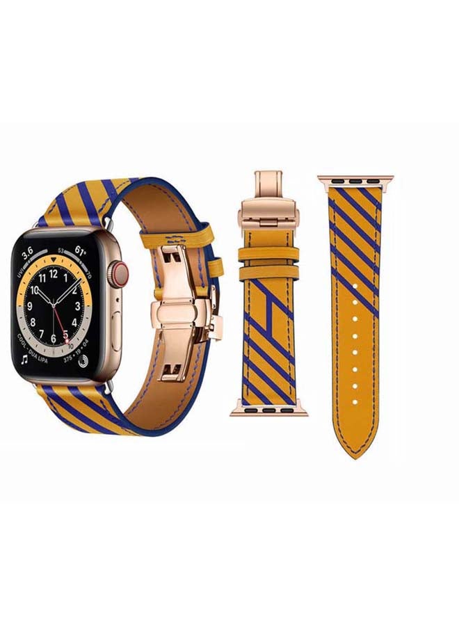 Perfii - Replacement Band For Apple Watch Series 6/SE/5/4/3/2/1 Yellow Blue - Image 1