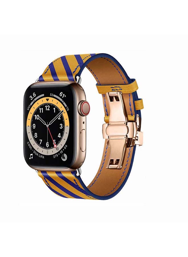 Perfii - Replacement Band For Apple Watch Series 6/SE/5/4/3/2/1 Yellow Blue - Image 1