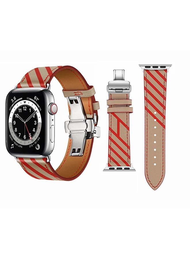 Perfii - Replacement Band For Apple Watch Series 6/SE/5/4/3/2/1 Apricot Red - Image 1