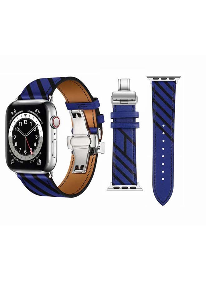 Perfii - Replacement Band For Apple Watch Series 6/SE/5/4/3/2/1 Blue Black - Image 1