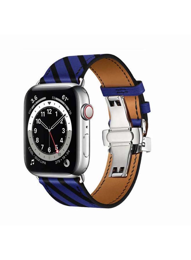 Perfii - Replacement Band For Apple Watch Series 6/SE/5/4/3/2/1 Blue Black - Image 1