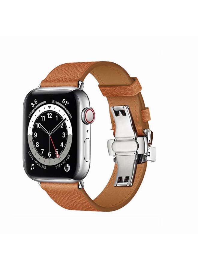 Perfii - Replacement Band For Apple Watch Series 6/SE/5/4/3/2/1 Brown Lines - Image 1