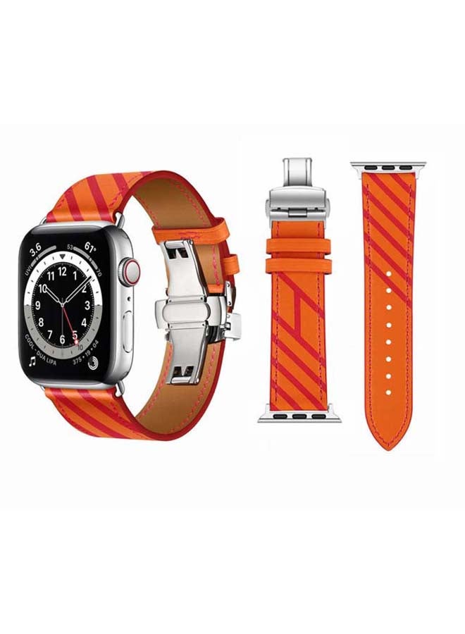 Perfii - Replacement Band For Apple Watch Series 6/SE/5/4/3/2/1 Orange Rose Red - Image 1