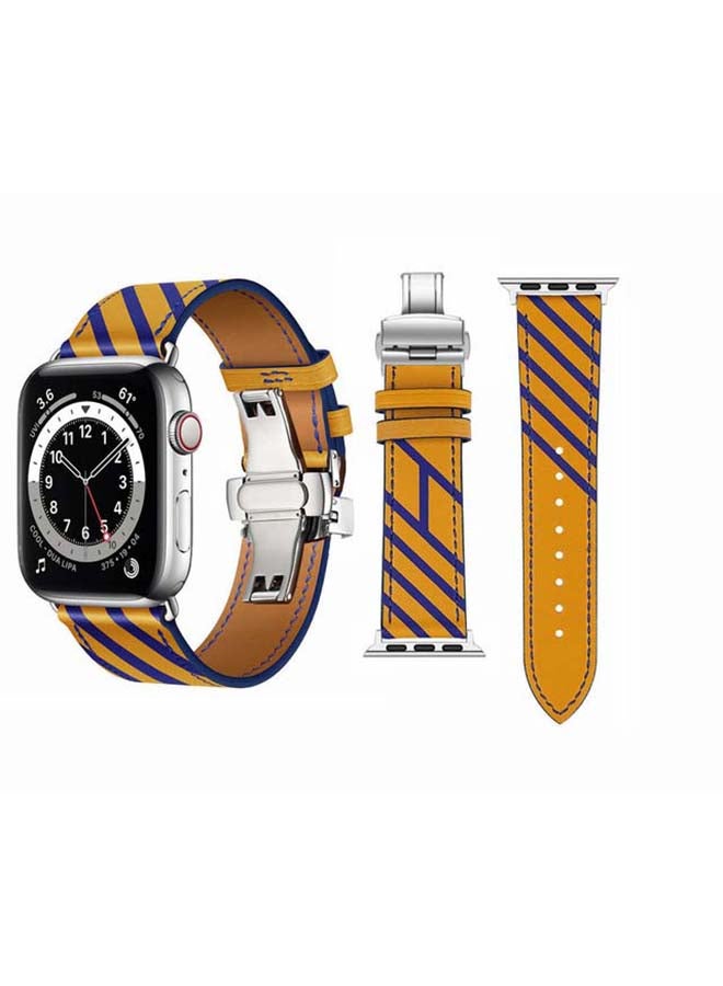 Perfii - Replacement Band For Apple Watch Series 6/SE/5/4/3/2/1 Yellow Blue - Image 1