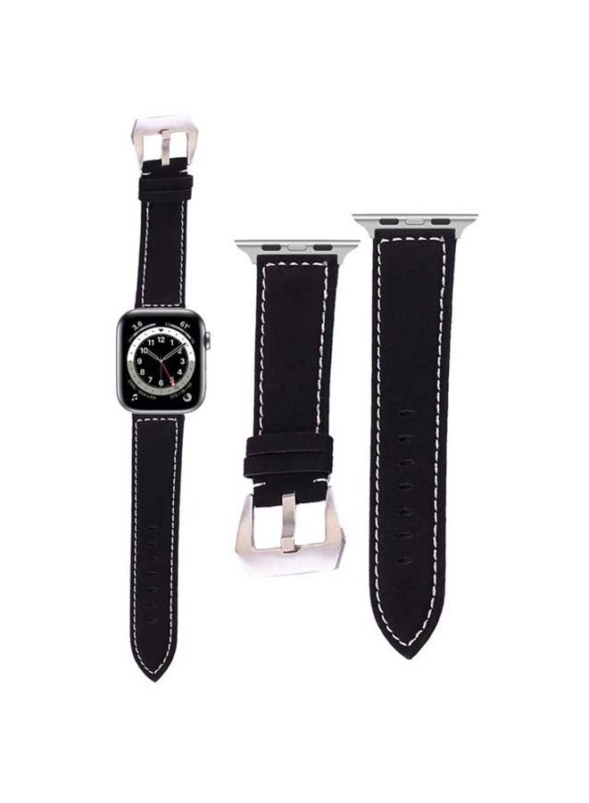Perfii - Vintage Washed Replacement Band For Apple Watch Series 6/SE/5/4/3/2/1 Black - Image 1