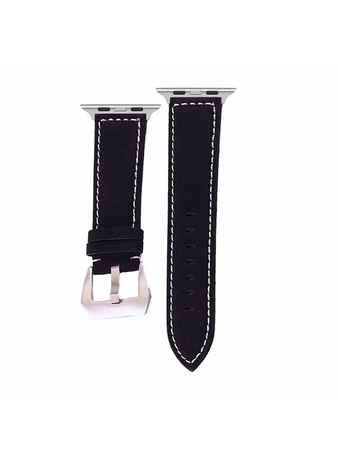 Perfii - Vintage Washed Replacement Band For Apple Watch Series 6/SE/5/4/3/2/1 Black - Image 1