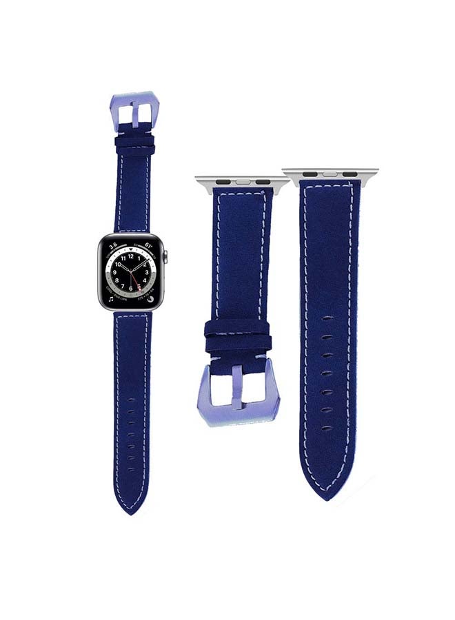 Perfii - Vintage Washed Replacement Band For Apple Watch Series 6/SE/5/4/3/2/1 Dark Blue - Image 1