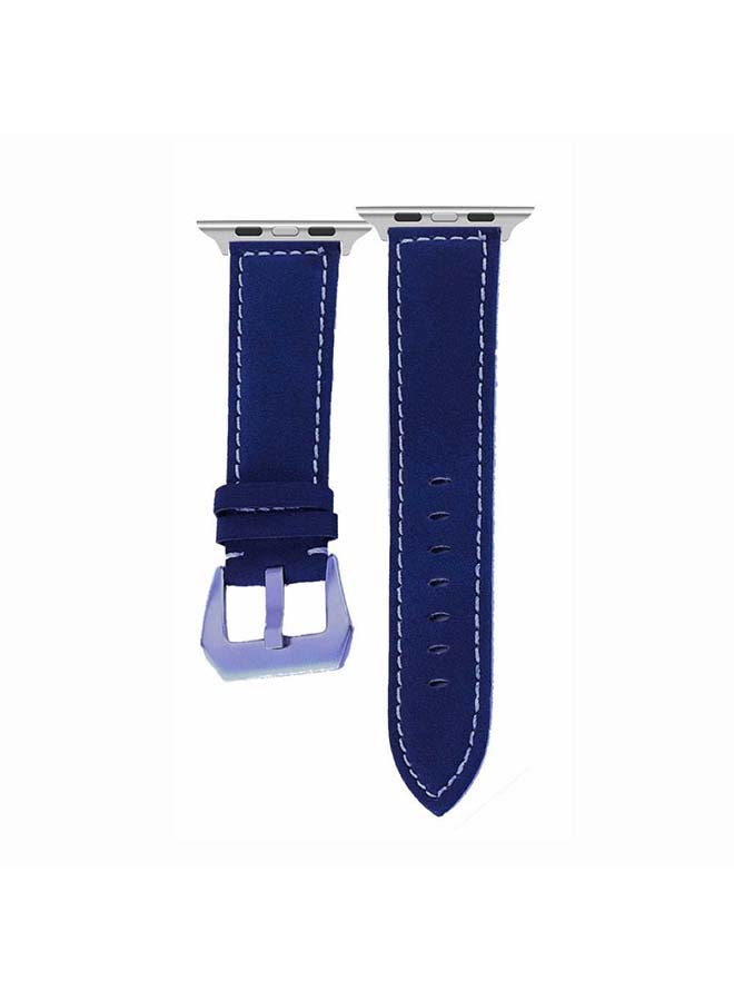 Perfii - Vintage Washed Replacement Band For Apple Watch Series 6/SE/5/4/3/2/1 Dark Blue - Image 1