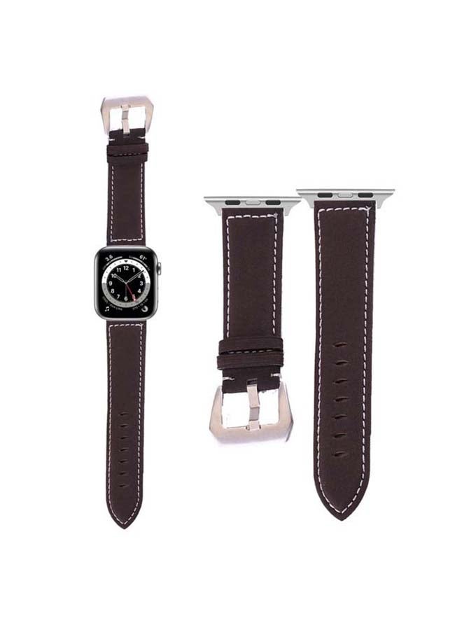Perfii - Vintage Washed Replacement Band For Apple Watch Series 6/SE/5/4/3/2/1 Dark Brown - Image 1