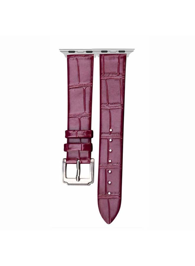 Perfii - Croc Pattern Replacement Band For Apple Watch Series 6/SE/5/4/3/2/1 Burgundy - Image 1