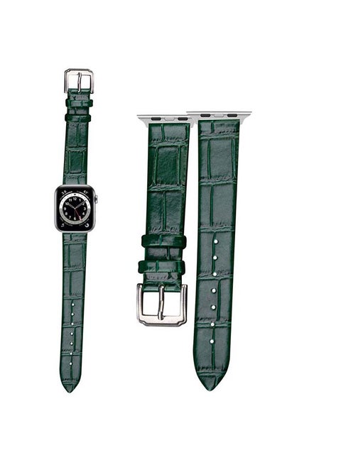 Genuine Leather Croc Pattern Replacement Band For Apple Watch Series 6/SE/5/4/3/2/1 Green