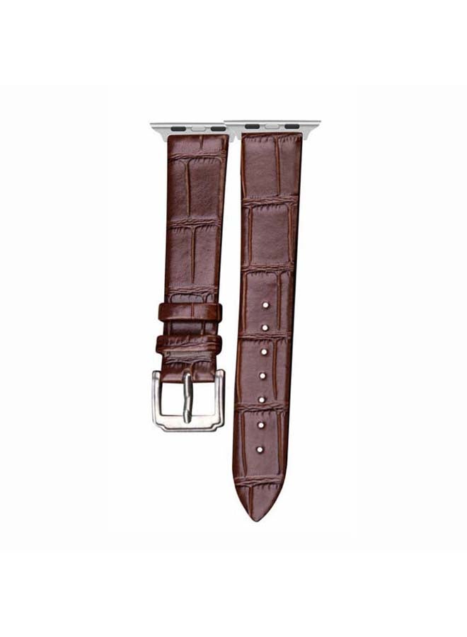 Perfii - Croc Pattern Replacement Band For Apple Watch Series 6/SE/5/4/3/2/1 Brown - Image 1