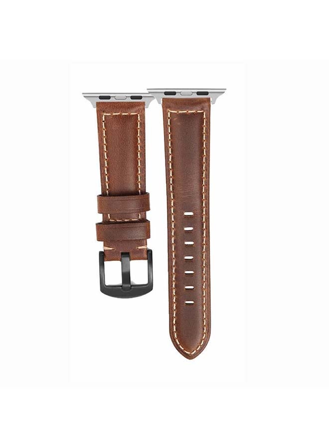 Perfii - Retro Wax Replacement Band For Apple Watch Series 6/SE/5/4/3/2/1 Brown - Image 1